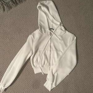 shein white, cropped, zip up